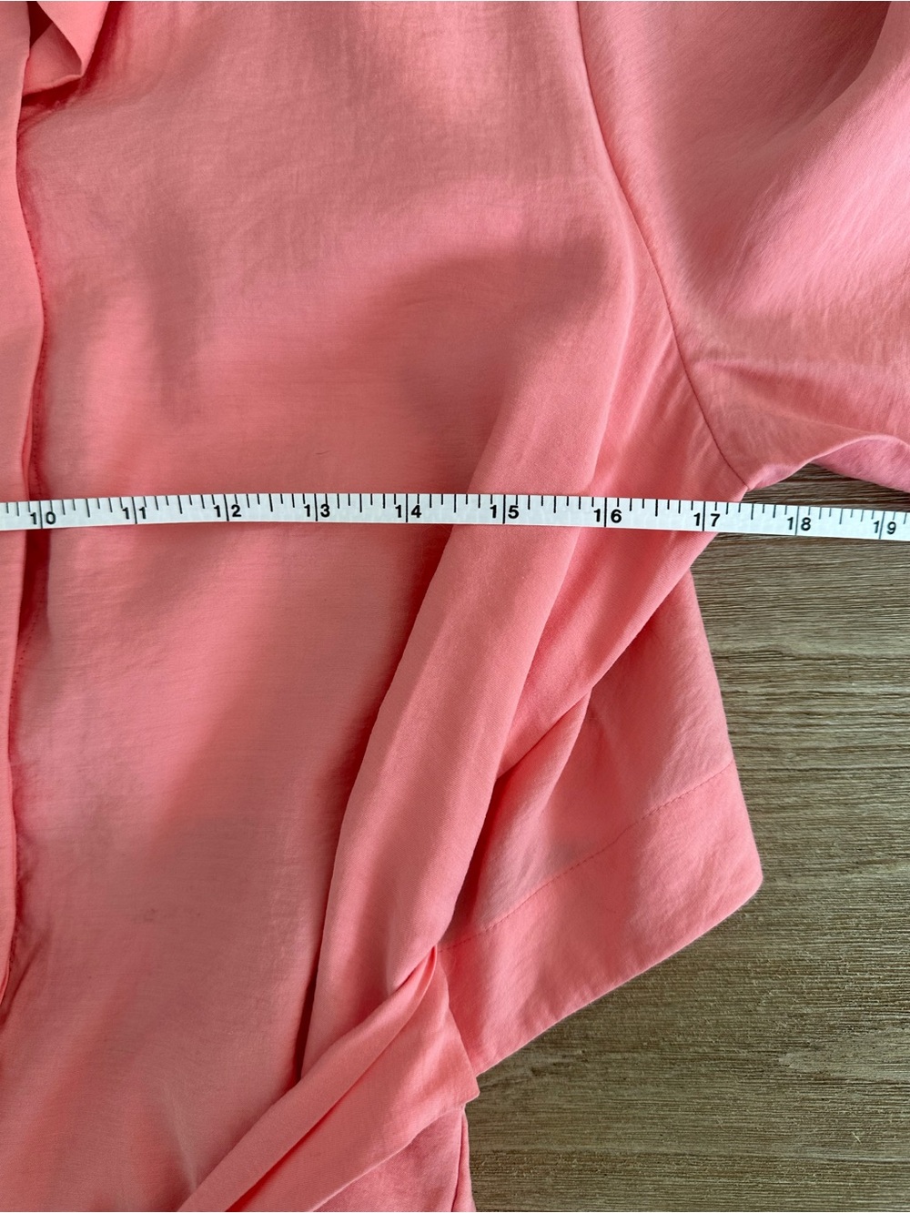 COS Pink Coral Midi Shirt Dress Tie Waist Minimalist Quiet Luxury size 8 - Picture 6 of 8